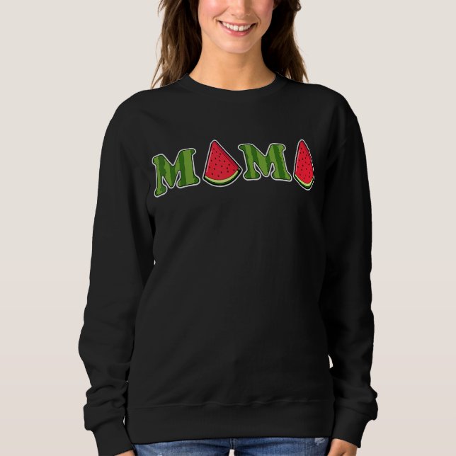 Mama Watermelon Summer Fruit Watermelon Slice Moth Sweatshirt (Front)