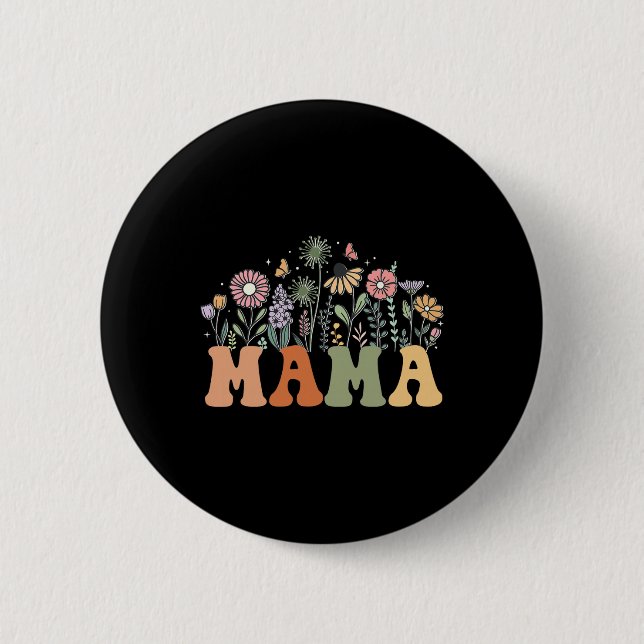 Mama Wildflower Floral Birthday Baby Shower New Ma 6 Cm Round Badge (Front)