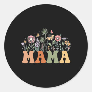 Mama Wildflower Floral Birthday Baby Shower New Ma Classic Round Sticker