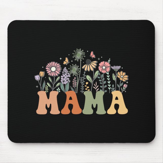 Mama Wildflower Floral Birthday Baby Shower New Ma Mouse Mat (Front)