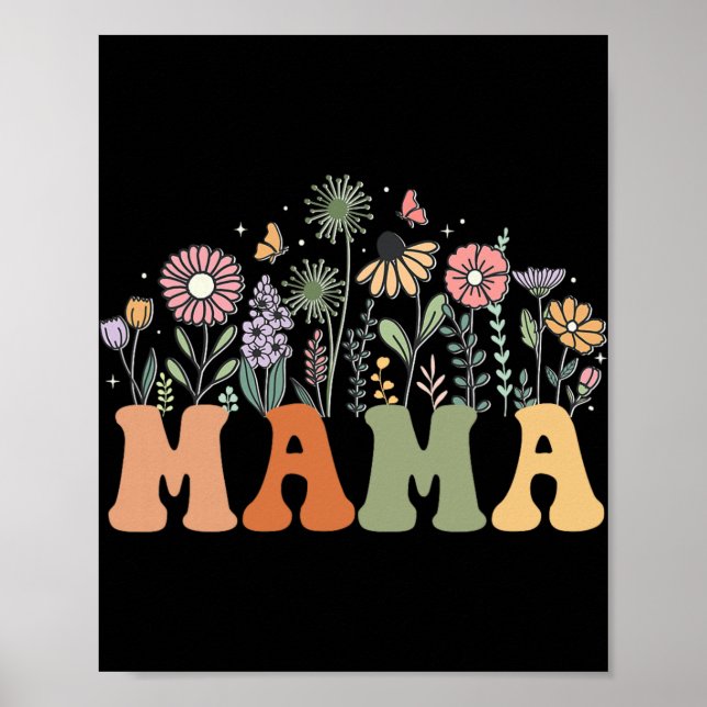 Mama Wildflower Floral Birthday Baby Shower New Ma Poster (Front)