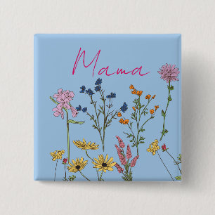 Mama wildflowers gift 15 cm square badge
