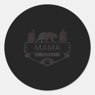 Mama wildlife bear hiking camping skiing classic round sticker
