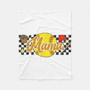 Mama Women Mothers Day Softball Lover Softball Mum Fleece Blanket