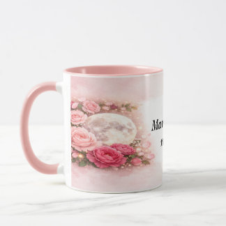 Mama You Are My Moon Pink Floral Moon Mug
