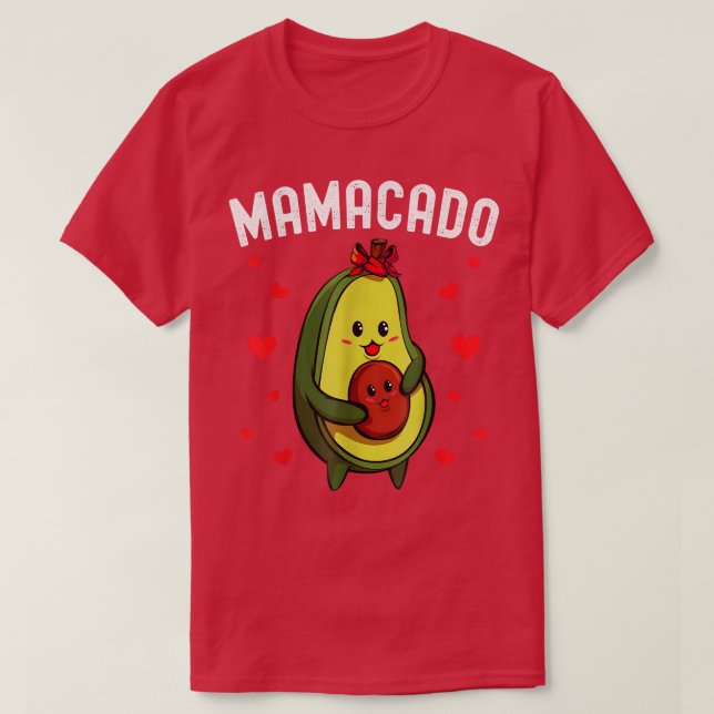 Mamacado Cute Avocado Mom Pregnant Announcement Pa T-Shirt (Design Front)