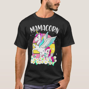 Mamacorn Cute Unicorn Daisy Flowers For Mum Mother T-Shirt