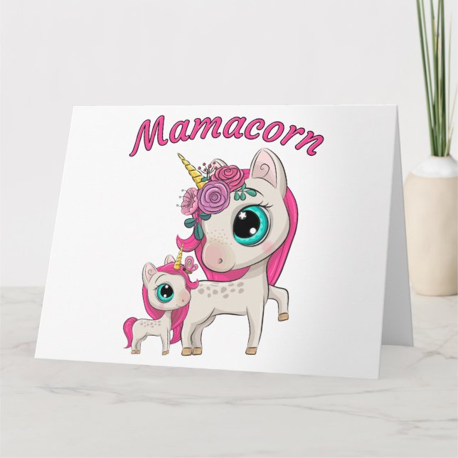 Mamacorn: Mother's Day Gift Mum & Daughter Unicorn Thank You Card (Front)