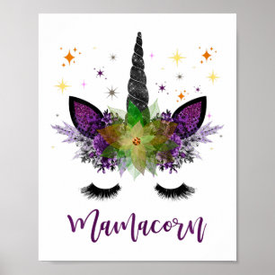 Mamacorn Mum Unicorn Face Mothers Day Women Fall A Poster