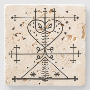Maman Brigitte Vodou Veve Altar Stone Coaster