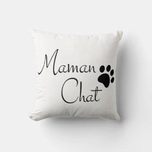 Maman Chat Paw Print Saying Cushion