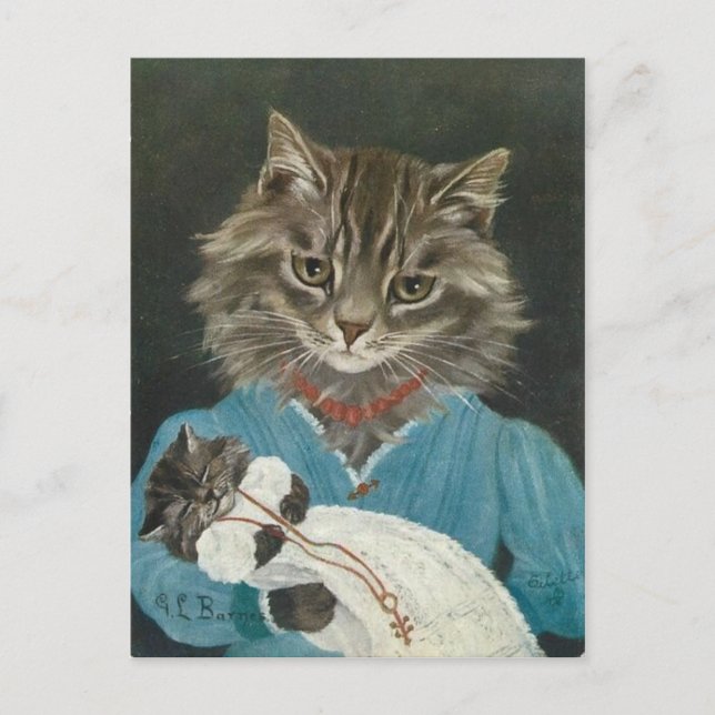 Maman et bébé chat postcard (Front)