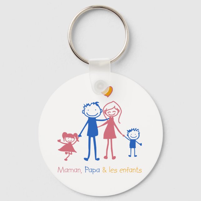 Maman, Papa & les enfants Key Ring (Front)