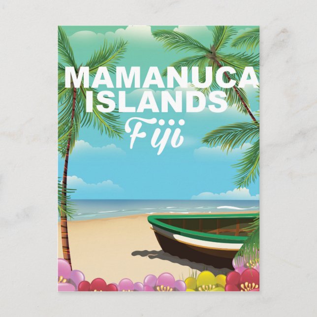 Mamanuca Islands, Fiji vintage vacation poster Postcard (Front)