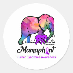 Mamaphant Mama Elephant Turner Syndrome Awareness  Classic Round Sticker