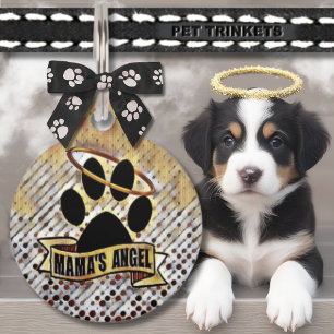 Mama's Angel Halo Pawprint Dog Pet Tag