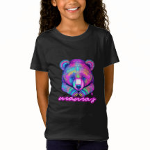 Mama's bear neon pink baby girl T-shirt