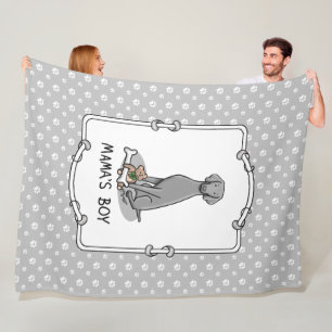 Mama's Boy Weimaraner (grey 1) toys dog mum Cute Fleece Blanket