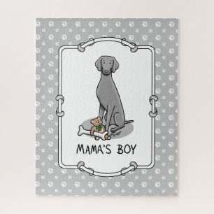 Mama's Boy Weimaraner (grey 1) toys dog mum Cute Jigsaw Puzzle