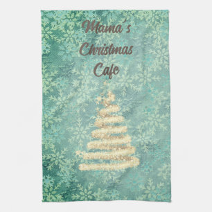 Mama's Christmas Cafe Festive Snowflakes Tea Towel