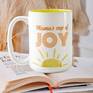 Mama's Cup of Joy - retro yellow sunshine mug