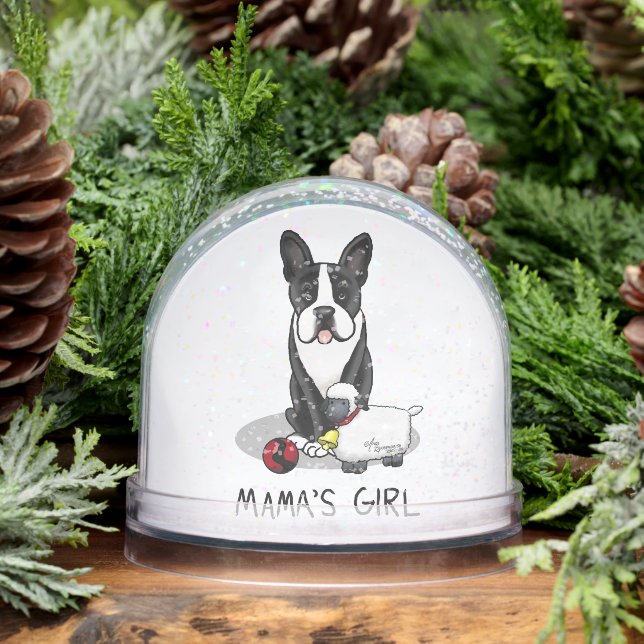 Mama's Girl #2 Boston Terrier (black) - Cute Dog Snowglobe (Winter)