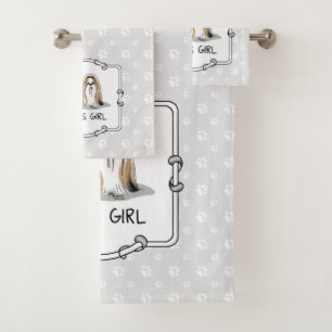 Mama's Girl Shih Tzu (tan white) Dog Mum Cute Bath Towel Set