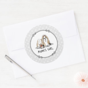 Mama's Girl Shih Tzu (tan white) Dog Mum Cute Classic Round Sticker