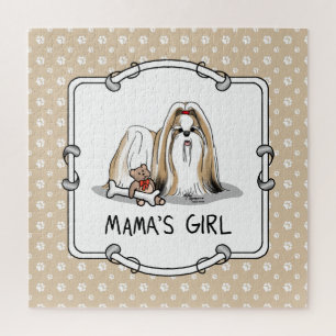 Mama's Girl Shih Tzu (tan white) Dog Mum Cute Jigsaw Puzzle