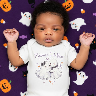 Mama's Lil Boo Cute Ghosts Halloween  Baby Bodysuit