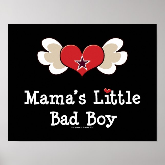 Mama's Little Bad Boy Funny Baby Kids Poster (Front)