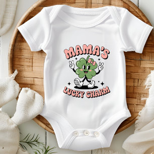 Mama's Lucky Charm Retro St. Patrick's Day Baby Bodysuit