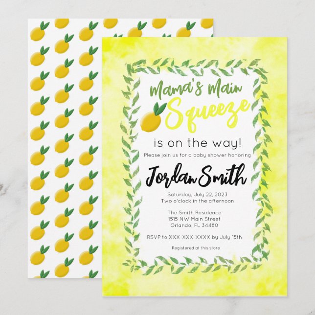 Mama's Main Squeeze Baby Shower Invite (Front/Back)