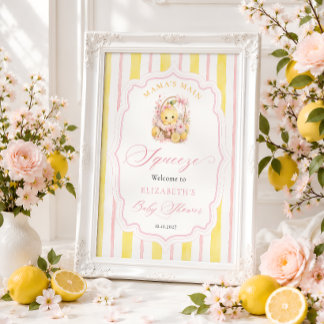 Mama's Main Squeeze Cute Lemon Baby Shower Poster