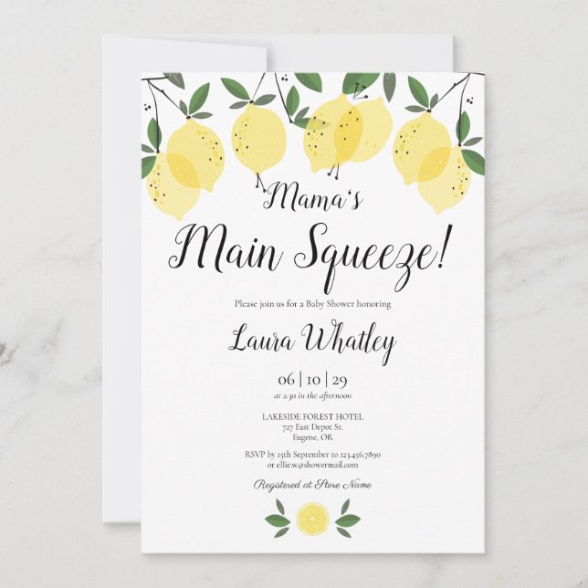 Mama's Main Squeeze Lemon Baby Shower Invitation (Front)