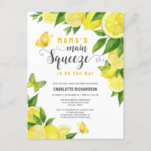 Mama's Main Squeeze Lemon Baby Shower Invitation Postcard