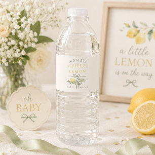 Mama's Squeeze Lemon Citrus Baby Shower Water Bottle Label