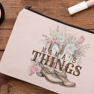 Mama's Things Western Cowboy Boots With Flowers Accessory Pouch