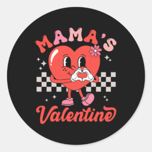 Mama's Valentine Happy Valentines Day Boy Girl Kid Classic Round Sticker