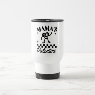 Mama's Valentine Retro Heart T-Shirt, Cute Travel Mug