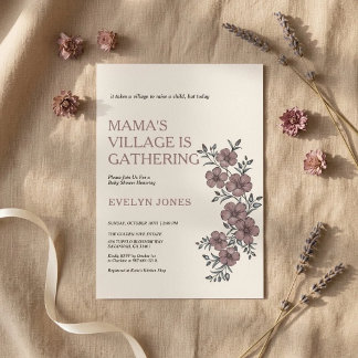 Mama's Village Baby Shower Invite - Mauve Floral