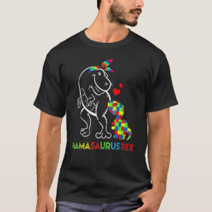 Mamasaurus Autism Awareness Day Dinosaur Mama Moth T-Shirt