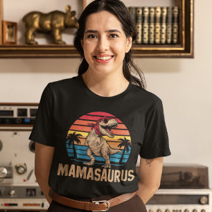 Mamasaurus – Cool Dinosaur Mom with Sunglasses Tri-Blend Shirt