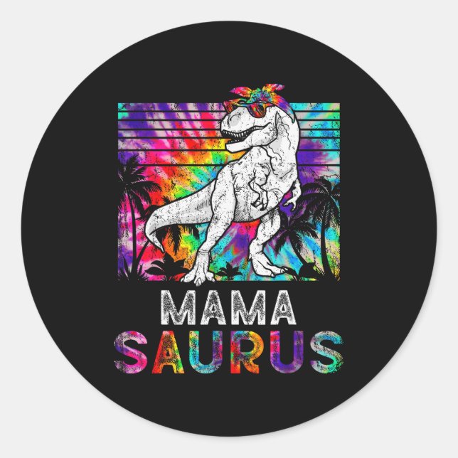 Mamasaurus Dinosaur Mama Saurus Family Matching Ti Classic Round Sticker (Front)