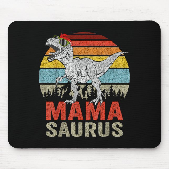 Mamasaurus Dinosaur Mama Saurus T Rex Funny Family Mouse Mat (Front)