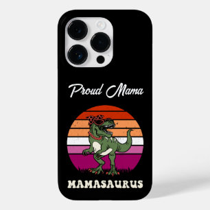 Mamasaurus Funny Dinosaur on Lesbian Flag Sunset Case-Mate iPhone 14 Pro Case