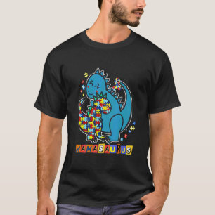 Mamasaurus Mum And Baby T Rex Autism Awareness Day T-Shirt