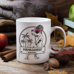 Mamasaurus Mum T rex Dino Funny Custom Name Coffee Mug