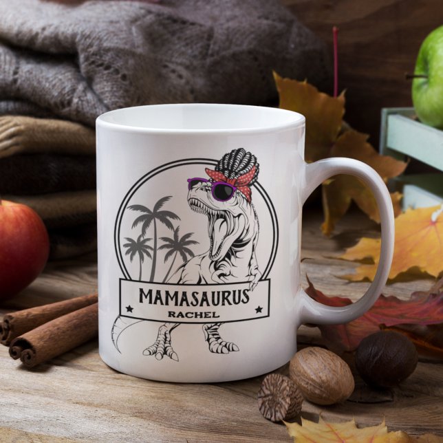 Mamasaurus Mum T rex Dino Funny Custom Name Coffee Mug (Creator Uploaded)