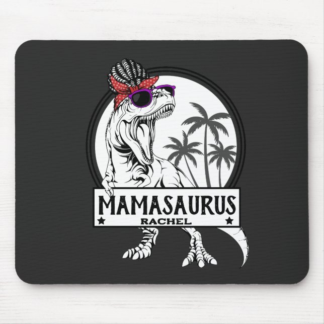 Mamasaurus Mum T rex Dino Funny Custom Name Mouse Mat (Front)